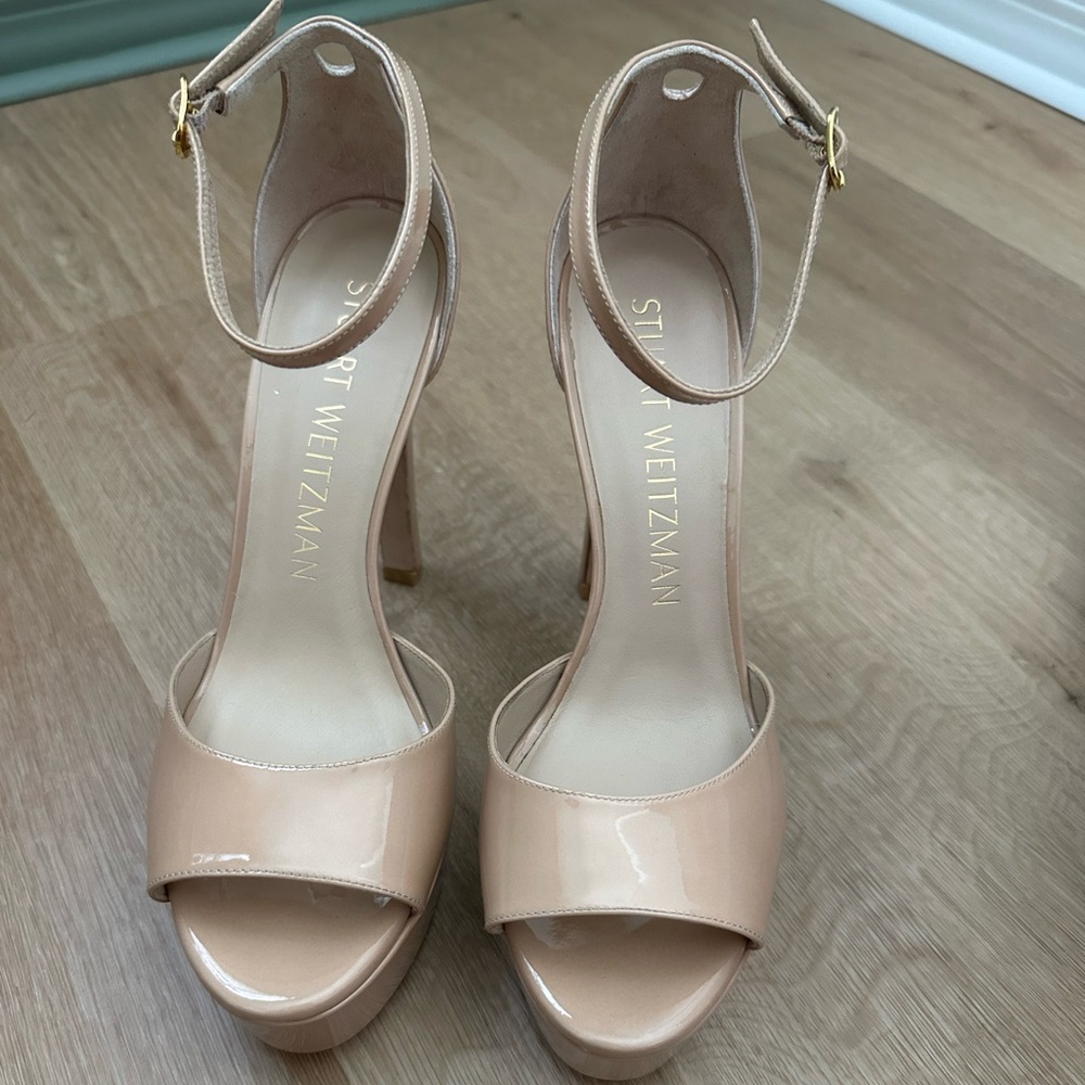 Stuart Weitzman Cream Ankle-Strap Heels